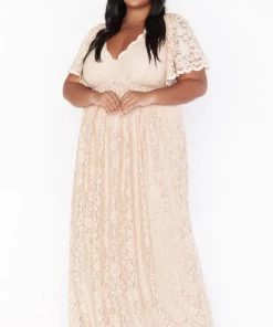Show Me Your Mumu Sandra Maxi Dress ~ Champagne Forever Lace Dresses