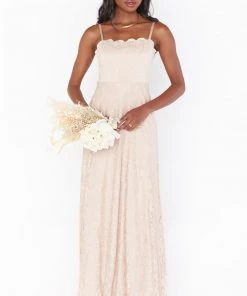 Show Me Your Mumu Lauren Tie Maxi Dress ~ Champagne Forever Lace Bridesmaids Dresses