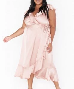 Show Me Your Mumu Dresses Samantha Ruffle Wrap Dress ~ Rose Gold Luxe Satin 26 Show Me Your Mumu Dresses Samantha Ruffle Wrap Dress ~ Rose Gold Luxe Satin