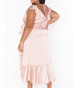 Show Me Your Mumu Dresses Samantha Ruffle Wrap Dress ~ Rose Gold Luxe Satin 25 Show Me Your Mumu Dresses Samantha Ruffle Wrap Dress ~ Rose Gold Luxe Satin