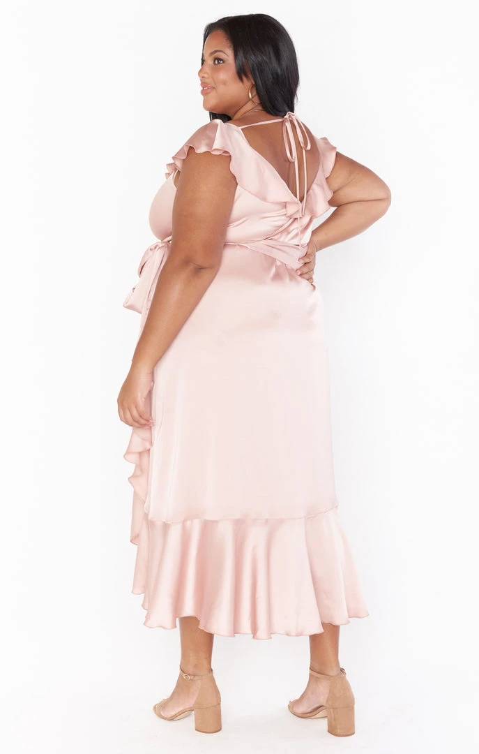 Show Me Your Mumu Dresses Samantha Ruffle Wrap Dress ~ Rose Gold Luxe Satin 12 Show Me Your Mumu Dresses Samantha Ruffle Wrap Dress ~ Rose Gold Luxe Satin