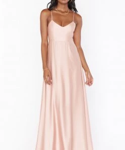 Show Me Your Mumu Faith Maxi Dress ~ Rose Gold Luxe Satin Bridesmaids Dresses