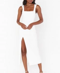 Show Me Your Mumu Eden Midi Dress ~ White Stretch
