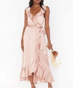 Show Me Your Mumu Dresses Samantha Ruffle Wrap Dress ~ Rose Gold Luxe Satin 29 Show Me Your Mumu Dresses Samantha Ruffle Wrap Dress ~ Rose Gold Luxe Satin