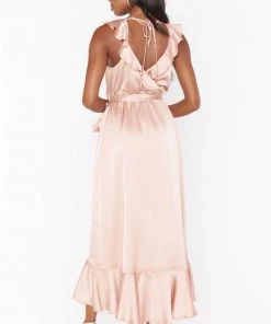 Show Me Your Mumu Dresses Samantha Ruffle Wrap Dress ~ Rose Gold Luxe Satin 19 Show Me Your Mumu Dresses Samantha Ruffle Wrap Dress ~ Rose Gold Luxe Satin