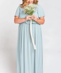 Show Me Your Mumu Michelle Flutter Maxi Dress ~ Silver Sage Crisp