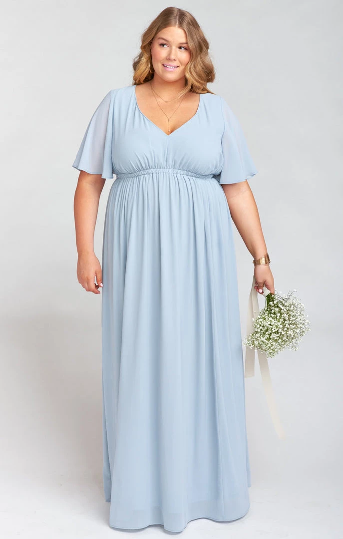 Show Me Your Mumu Maternity Emily Empire Maxi Dress ~ Steel Blue Chiffon 8 Show Me Your Mumu Maternity Emily Empire Maxi Dress ~ Steel Blue Chiffon