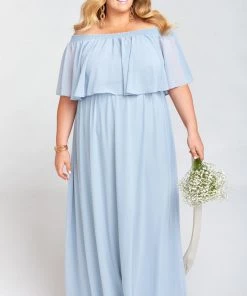 Show Me Your Mumu Hacienda Maxi Dress ~ Steel Blue Chiffon