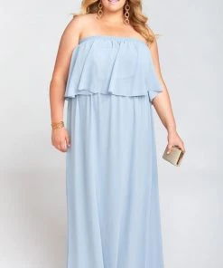 Show Me Your Mumu Hacienda Maxi Dress ~ Steel Blue Chiffon