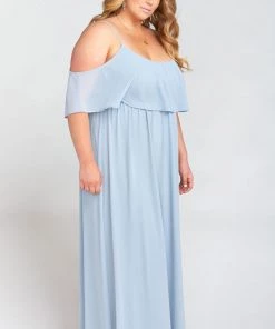 Show Me Your Mumu Caitlin Ruffle Maxi Dress ~ Steel Blue Chiffon