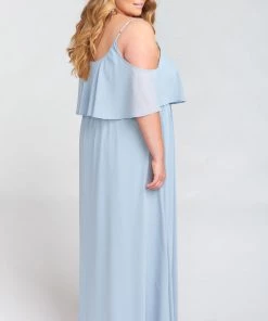 Show Me Your Mumu Caitlin Ruffle Maxi Dress ~ Steel Blue Chiffon