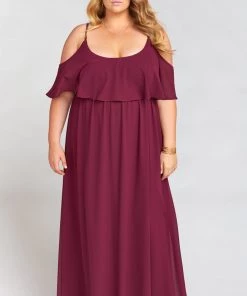 Show Me Your Mumu Caitlin Ruffle Maxi Dress ~ Merlot Chiffon