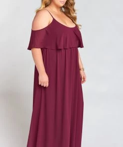 Show Me Your Mumu Caitlin Ruffle Maxi Dress ~ Merlot Chiffon