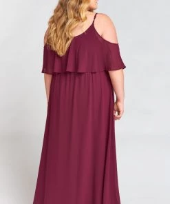 Show Me Your Mumu Caitlin Ruffle Maxi Dress ~ Merlot Chiffon