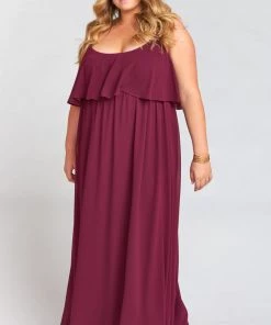 Show Me Your Mumu Caitlin Ruffle Maxi Dress ~ Merlot Chiffon