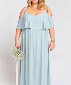 Show Me Your Mumu Caitlin Ruffle Maxi Dress ~ Silver Sage Crisp