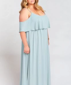 Show Me Your Mumu Caitlin Ruffle Maxi Dress ~ Silver Sage Crisp