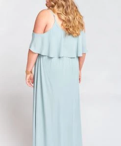 Show Me Your Mumu Caitlin Ruffle Maxi Dress ~ Silver Sage Crisp