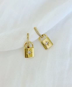 Show Me Your Mumu New Mu ALV Jewels Starburst Lock Huggies ~ 16K Gold Plated