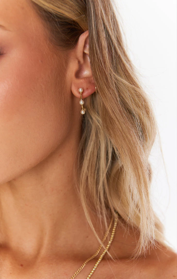 Show Me Your Mumu New Mu Faithy Jewels Mini Faith Pearl Hoop ~ 24K Gold Plated 4 Show Me Your Mumu New Mu Faithy Jewels Mini Faith Pearl Hoop ~ 24K Gold Plated