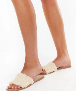 Show Me Your Mumu Billini Ishka Fringe Slides ~ Cream Woven
