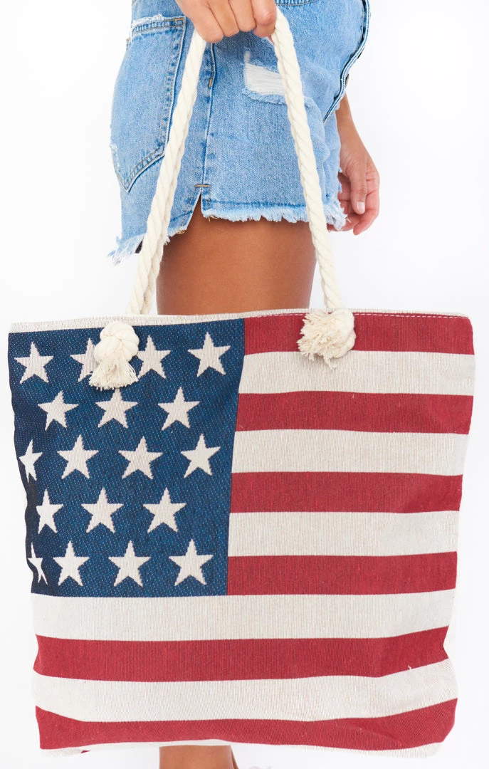 Show Me Your Mumu Flag Rope Tote Bag ~ Red & Navy 4 Show Me Your Mumu Flag Rope Tote Bag ~ Red & Navy