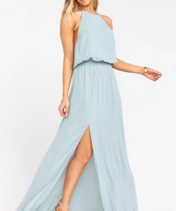 Show Me Your Mumu Bridesmaids Dresses Heather Halter Dress ~ Silver Sage Crisp