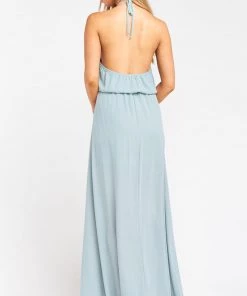 Show Me Your Mumu Bridesmaids Dresses Heather Halter Dress ~ Silver Sage Crisp