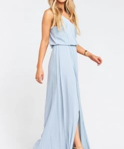 Show Me Your Mumu Kendall Maxi Dress With Long Lining ~ Steel Blue Chiffon
