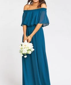 Show Me Your Mumu Hacienda Maxi Dress ~ Deep Jade Chiffon Maternity