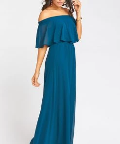 Show Me Your Mumu Hacienda Maxi Dress ~ Deep Jade Chiffon Maternity