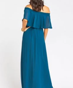 Show Me Your Mumu Hacienda Maxi Dress ~ Deep Jade Chiffon Maternity