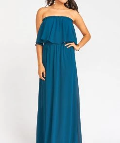 Show Me Your Mumu Hacienda Maxi Dress ~ Deep Jade Chiffon Maternity