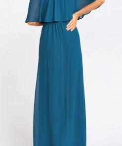 Show Me Your Mumu Hacienda Maxi Dress ~ Deep Jade Chiffon Maternity