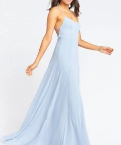 Show Me Your Mumu Godshaw Goddess Gown ~ Steel Blue Chiffon