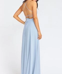 Show Me Your Mumu Godshaw Goddess Gown ~ Steel Blue Chiffon