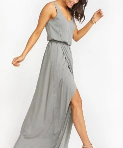 Show Me Your Mumu Kendall Maxi Dress With Short Lining ~ Soft Charcoal Crisp