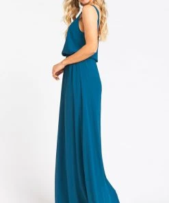 Show Me Your Mumu Bridesmaids Dresses Kendall Maxi Dress ~ Deep Jade Chiffon