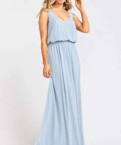 Show Me Your Mumu Kendall Maxi Dress ~ Steel Blue Chiffon