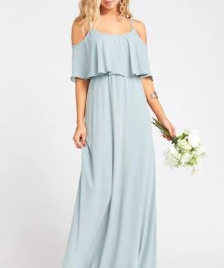 Show Me Your Mumu Caitlin Ruffle Maxi Dress ~ Silver Sage Crisp