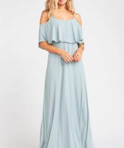 Show Me Your Mumu Caitlin Ruffle Maxi Dress ~ Silver Sage Crisp