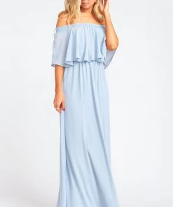 Show Me Your Mumu Hacienda Maxi Dress ~ Steel Blue Chiffon
