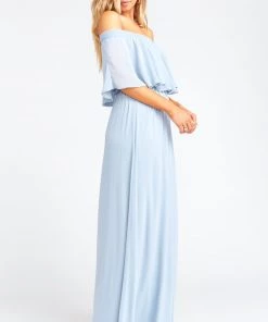 Show Me Your Mumu Hacienda Maxi Dress ~ Steel Blue Chiffon