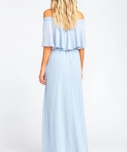 Show Me Your Mumu Hacienda Maxi Dress ~ Steel Blue Chiffon
