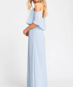 Show Me Your Mumu Caitlin Ruffle Maxi Dress ~ Steel Blue Chiffon