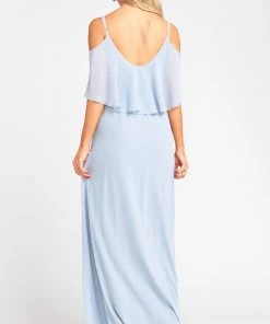 Show Me Your Mumu Caitlin Ruffle Maxi Dress ~ Steel Blue Chiffon