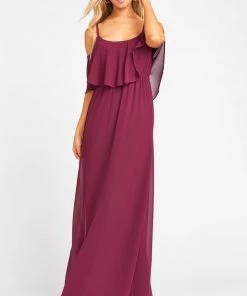 Show Me Your Mumu Caitlin Ruffle Maxi Dress ~ Merlot Chiffon