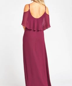 Show Me Your Mumu Caitlin Ruffle Maxi Dress ~ Merlot Chiffon