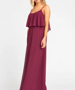Show Me Your Mumu Caitlin Ruffle Maxi Dress ~ Merlot Chiffon