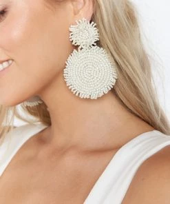 Show Me Your Mumu Accessories Scarley Beaded Earrings ~ Ivory